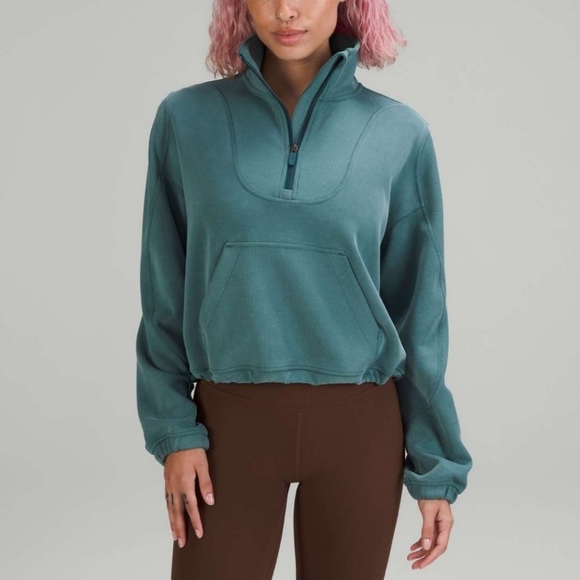 Lululemon brushed softstreme ribbed half zip jasper size 6 - Picture 1 of 9